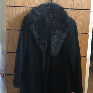 Bebe long jacket with fur on collar size small